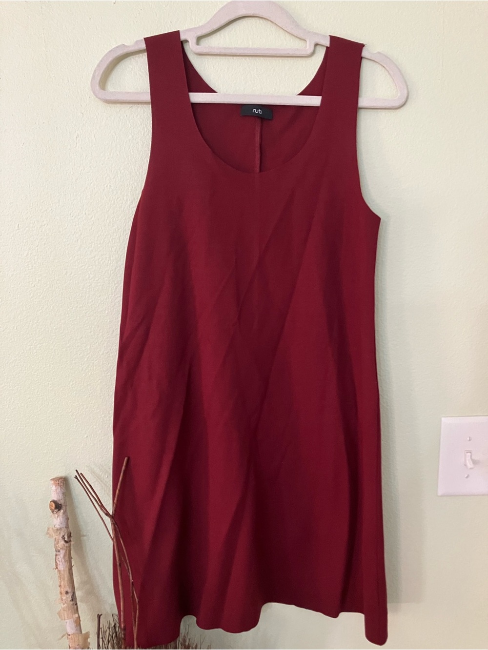 Ruti deep, red tunic, mini dress raw edge